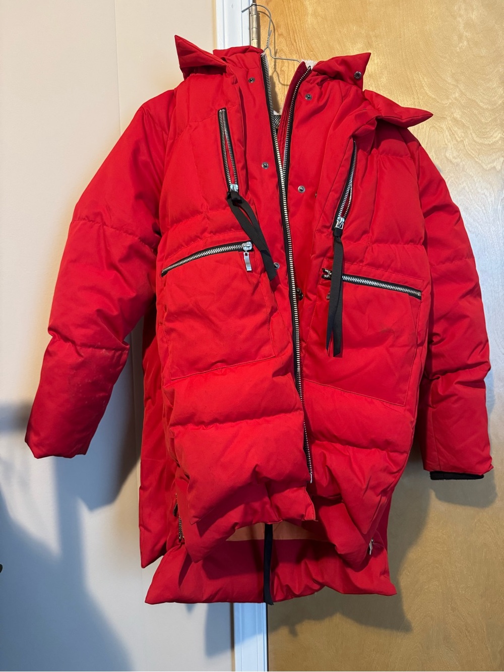 OROLAY Red Jacket with Black Mesh Lining and Silver Zipper